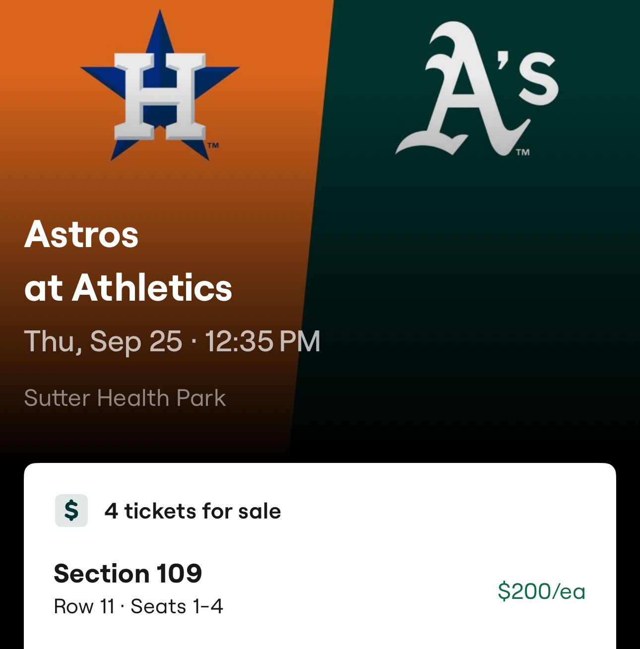 Astros verse A’s