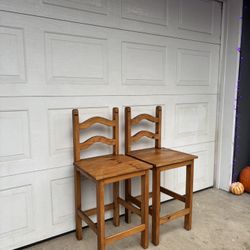 Rustic Mexican Pine Wood Honey Brown Bar Stools •FREE DELIVERY•