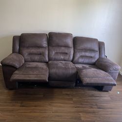 Faux Leathered Brown  Colored  Recliner Sofa