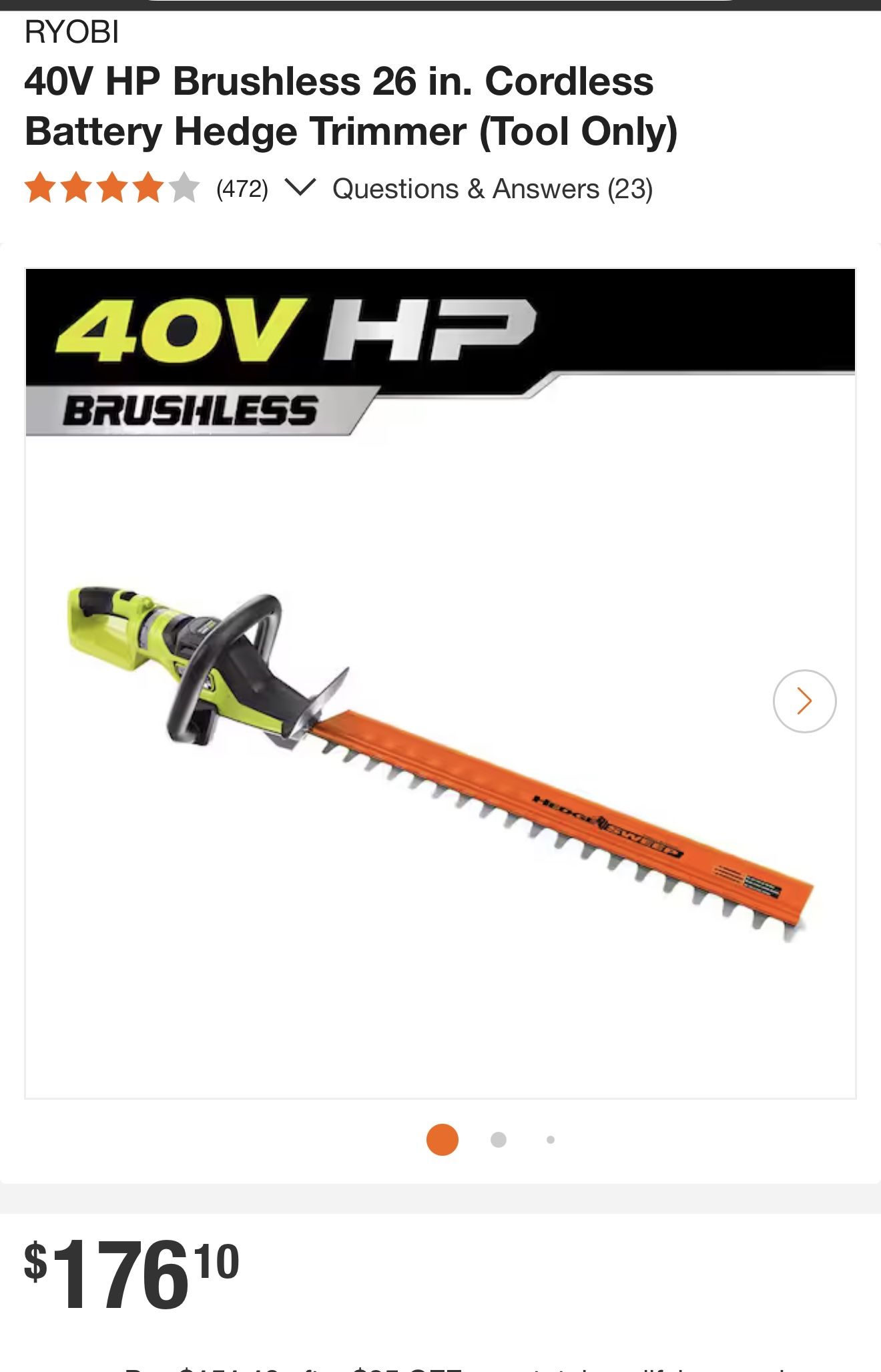 40V 26 in. Cordless Battery Hedge Trimmer (Tool Only)