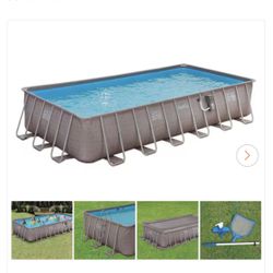 12 ft. x 24 ft. x 52 in. Rectangle 52 in. D Above Ground Frame Swimming Pool Set