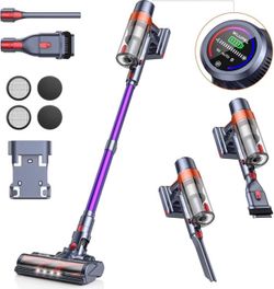 AA396-38Kpa Cordless Vacuum Cleaner, 450W Cordless Vacuum Cleaner, Up to 55 Mins Runtime, with 1.5L Dust Cup&LED Display, Purple