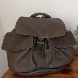 LL Bean Brown Leather Backpack 