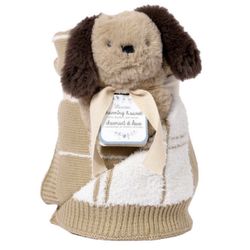 Little Miracle Knit Kids Baby Blanket and Rattle Set Puppy Dog Gift