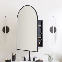 15.7 x 29.5  Black Arched Bathroom Medicine Cabinet