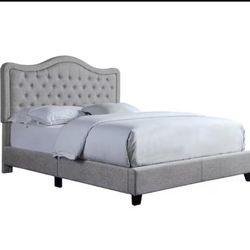 Grey Button Tufted Queen Frame - A3Q-3