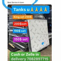 Huge sale for Mattress And Box Twin size mattress and box 150.$ full 190$ Queen 200$ king 290$. free delivery free set up 708….280….7715… cash or Zell