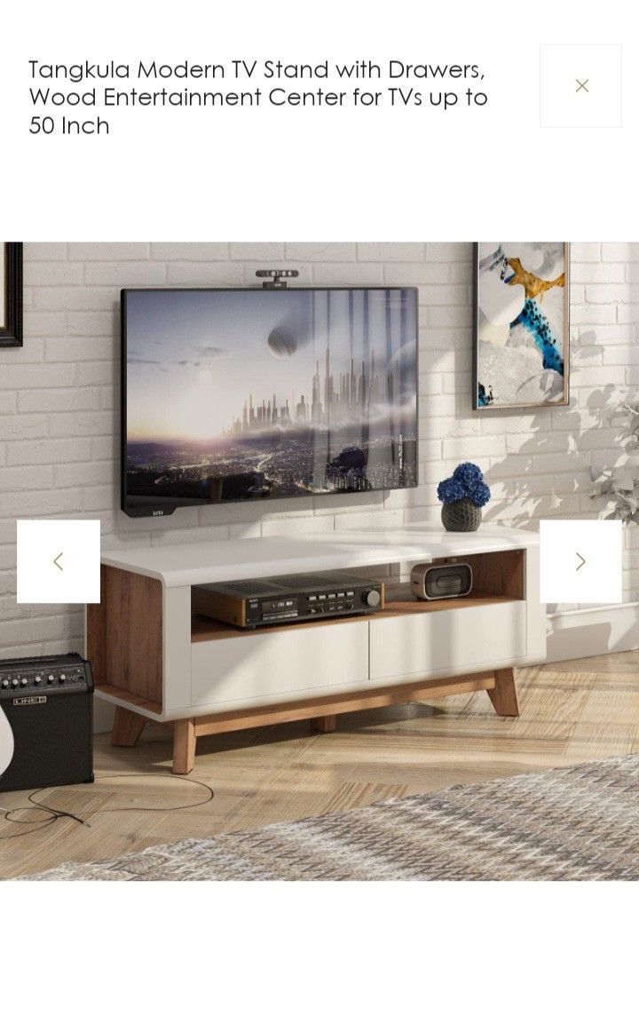 T
Tangkula Modern TV Stand with Drawers, Wood Entertainment Center for TVs up to 50 Inch