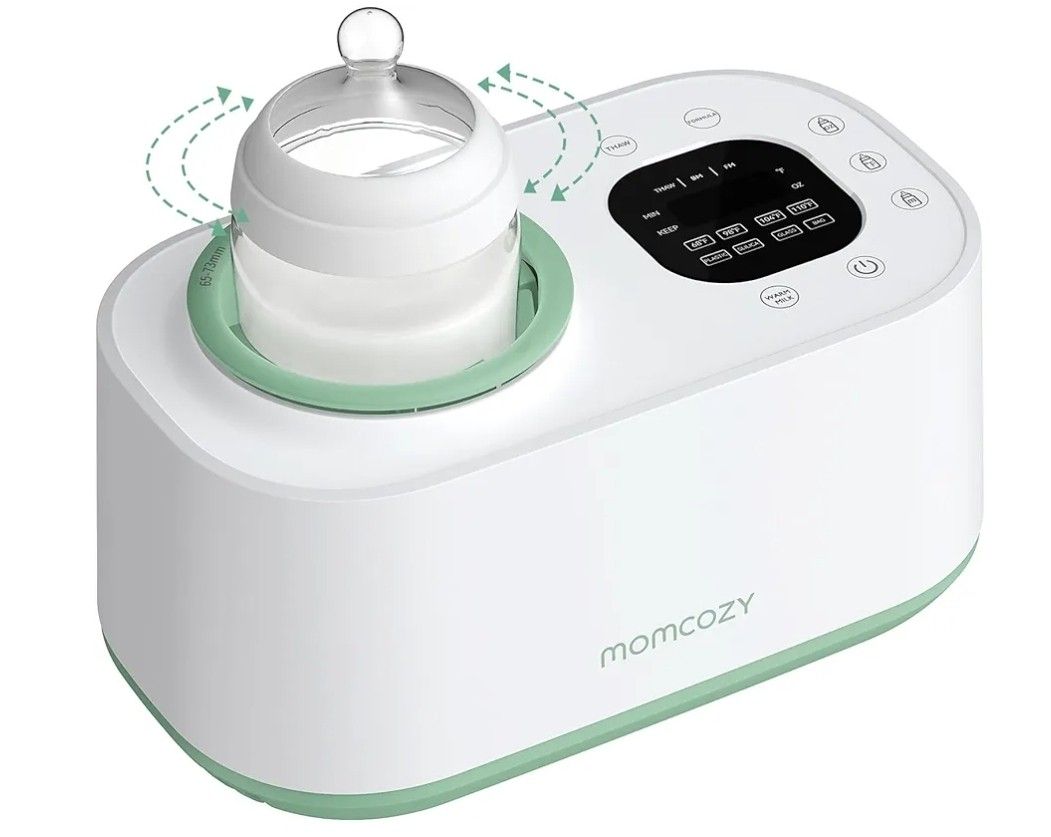 Momcozy Waterless Bottle Warmer with Shake Function - Safer for Baby, Wash Free, 4 Temp Settings, Surrounding Hot Air Heating Breastmilk Evenly to Ide