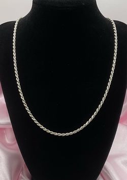 Sterling Silver Diamond Cut 24” Rope 3mm Necklace