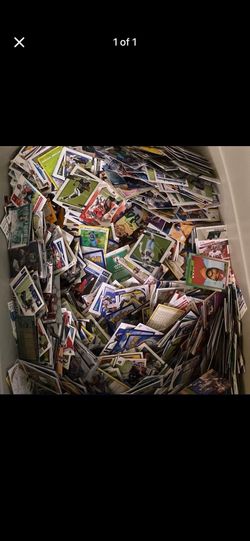 Container filled with sports cards