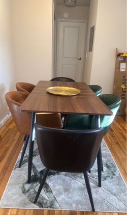Mid-Century Modern Dining Table with 6 Chairs