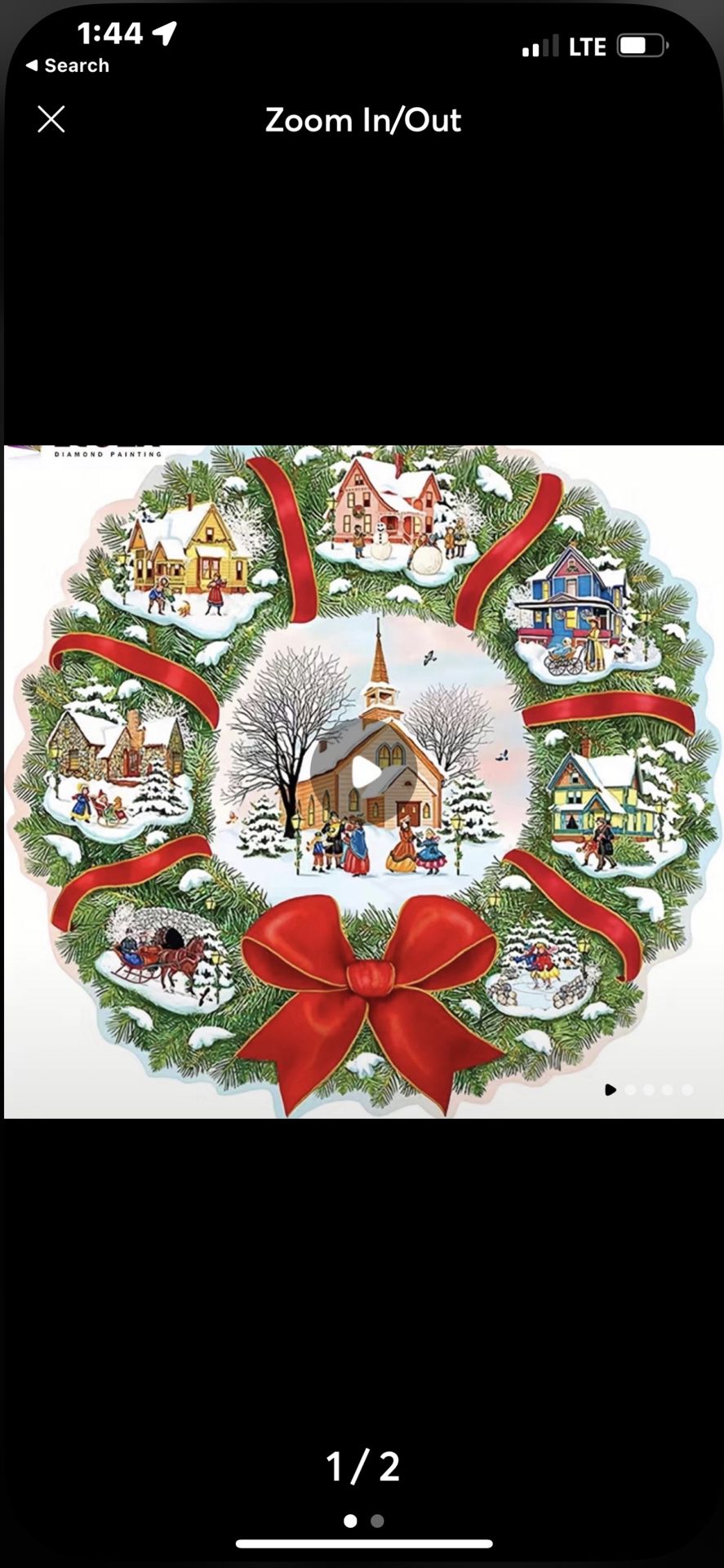 Traditional Christmas diamond art painting wreath