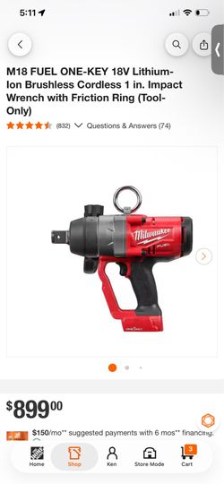 Milwaukee M18 FUEL ONE-KEY 18V Lithium-Ion Brushless Cordless 1 in. Impact Wrench with Friction Ring (Tool-Only)