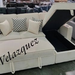 ✅️✅️Convertible Sectional✅️
(Reversible Storage Chaise W/ Cup Holder & Sofa W/ USB & USB-C Port)