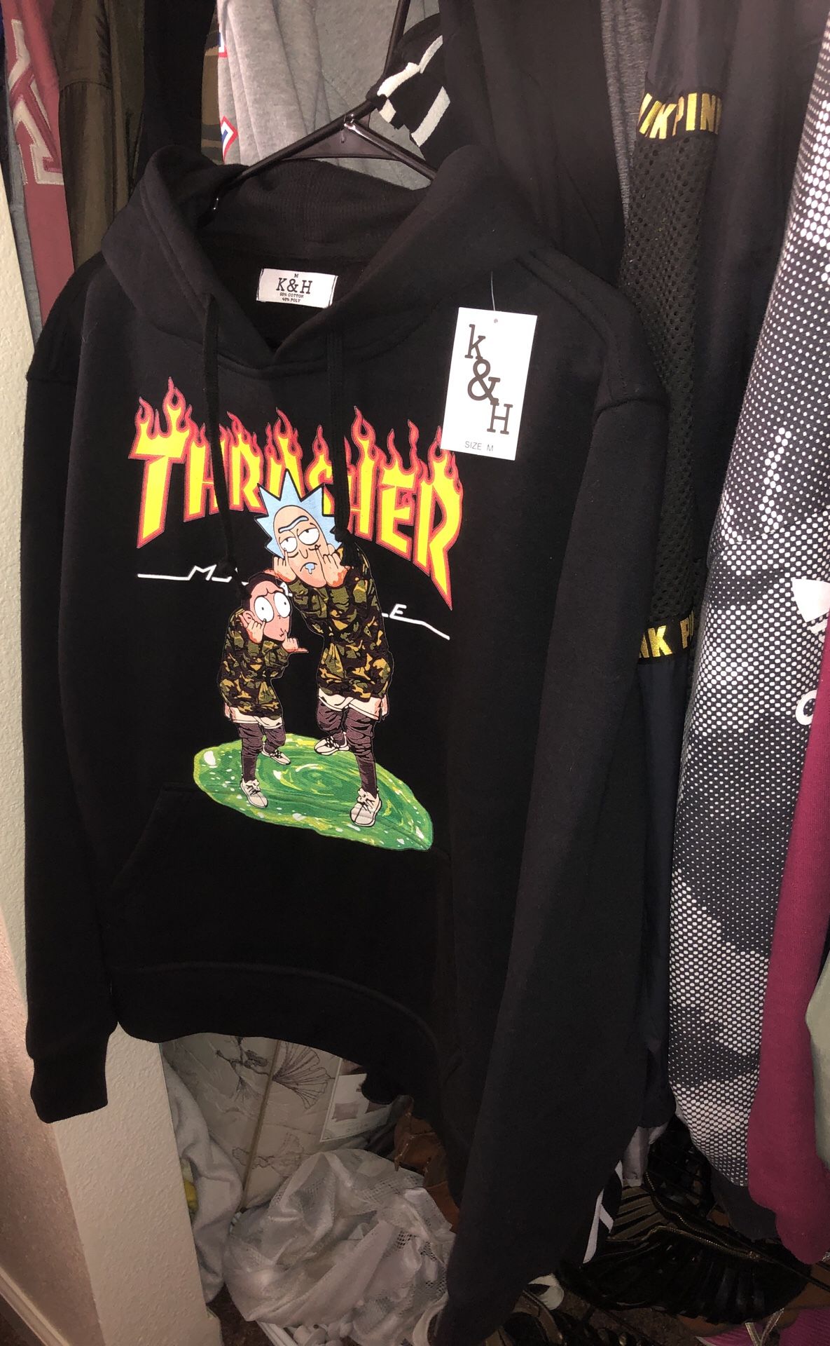 Rick and morty thrasher hoodie sale