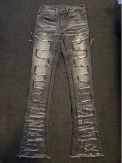 Dark Grey Stacked Flared Jeans