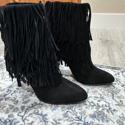 Black Zara Boots W/ Fringe Size 39EU