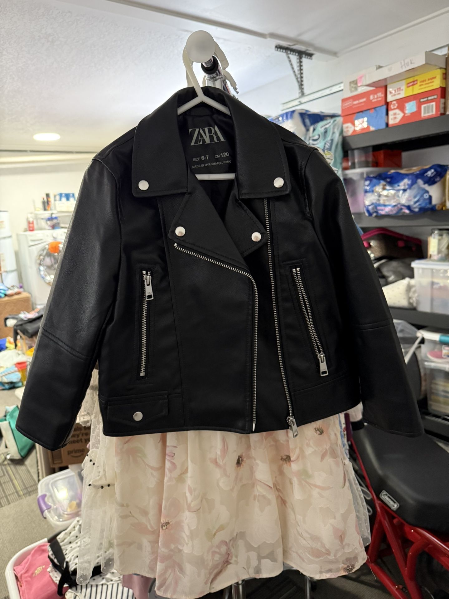 Zara Girl Leather Jacket Size 6-7