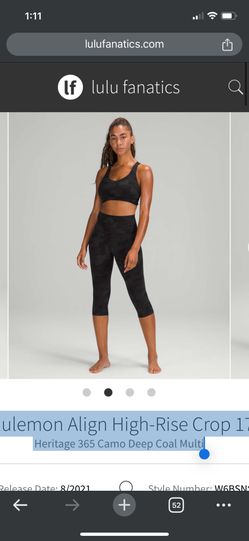 Lululemon Align High-Rise Crop 17" in Heritage 365 Camo Deep Coal, Size 2