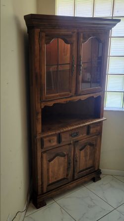 Vintage Wooden Corner Hutch