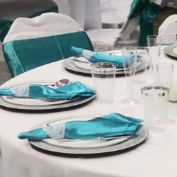 Wonderful Turquoise and white decoration for 100 people