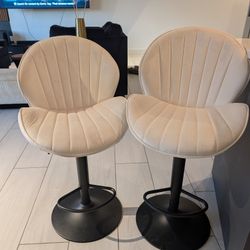 Modern Upholstered Bar Stools — Set of 2
