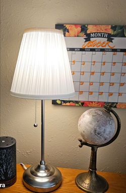 Brushed Nickel Desk Lamp with White Shade
