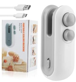 Mini Bag Sealer, 2 in 1 Chip Bag Sealer and Cutter, USB Rechargeable Vacuum Food Sealer Bag, Portable Handheld Snack Bag Sealing Machine Mini Resealer