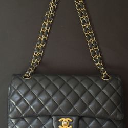 Chanel Classic Double Flap Bag - Black Quilted Lambskin - Gold Hardware