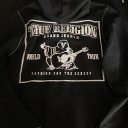 True Religion Black Zip Up Hoodie 