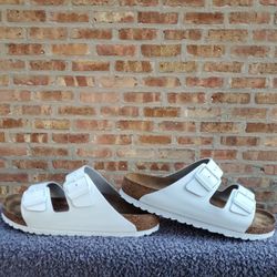 Birkenstock Arizona Soft Footbed Sandals Unisex 41 Women 10 Men 8 White Color Worn Twice 