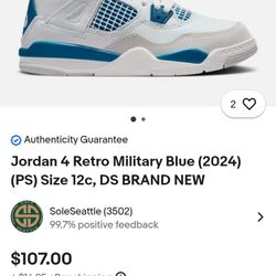 JORDANS RETRO INDUSTRIAL BLUE  GRAY AND WHITE SIZE 12.5 KIDS 