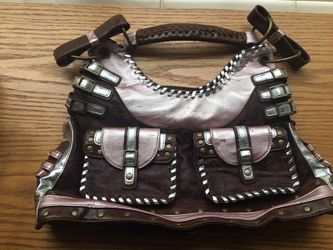 Brown & silver hand bag