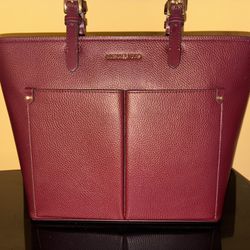 Michael Kors (jet set travel) double pocket tote non leather vegan material 