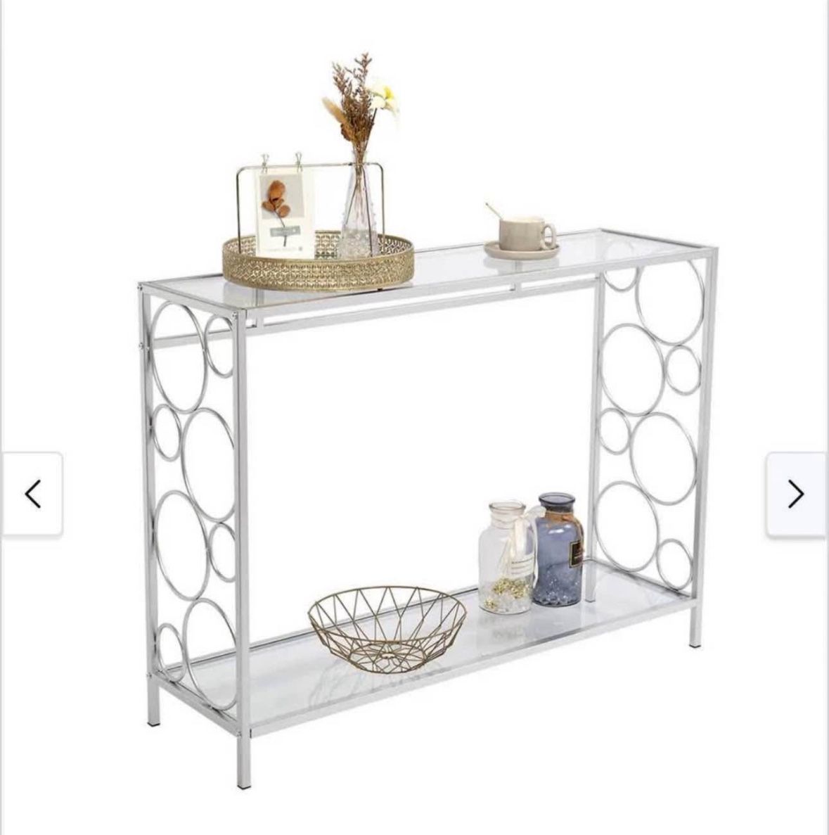 New in it's box Toughened Glass Panel Console Table - (40.16 x 12.01 x 29.92)"