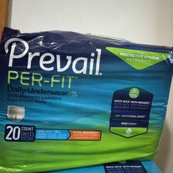 Prevail Per-Fit Daily Protective Underwear, Unisex Adult Disposable Diaper for Men& Women, Extra Absorbency, Large, 44""-58"" Waist, 20 Count Case, Wh