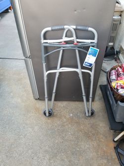 Drive Deluxe Folding Walker  Two Button W/ 5" Wheels