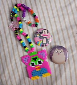 Rave Kandi Furby Necklace + 2 Buttons