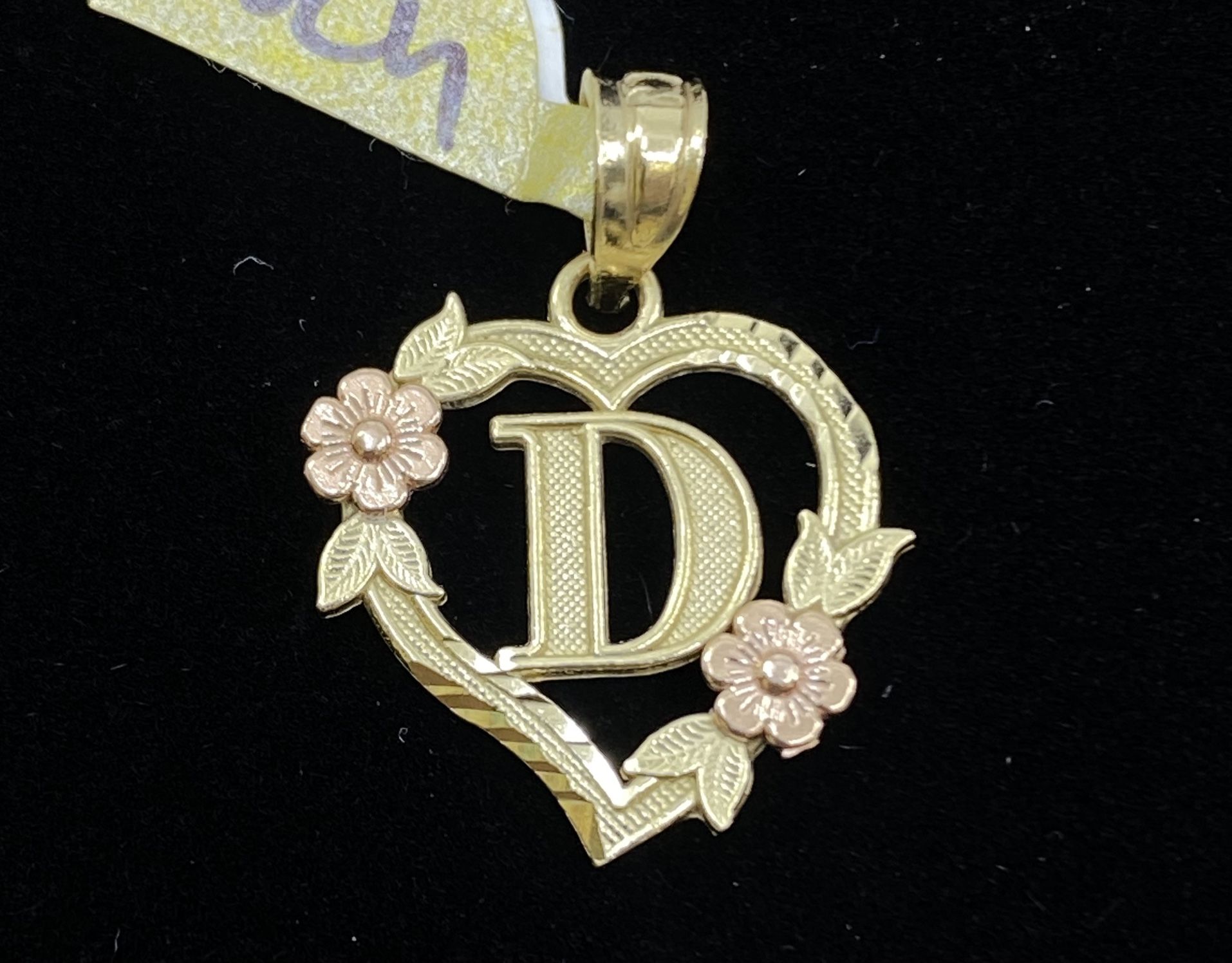 $150 Two Tone Gold Letter D Initial Charm Pendant