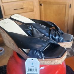 Woman's New With Tags Black Cork Wedge  Shoes Size 8