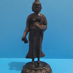 Standing Buddha Idol from Nepal | Nepalese Solid Bronze Statue Standing 6.8"
