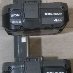 2 Ryobi PBP005 18V ONE+ 4.0 Ah Batteries 
