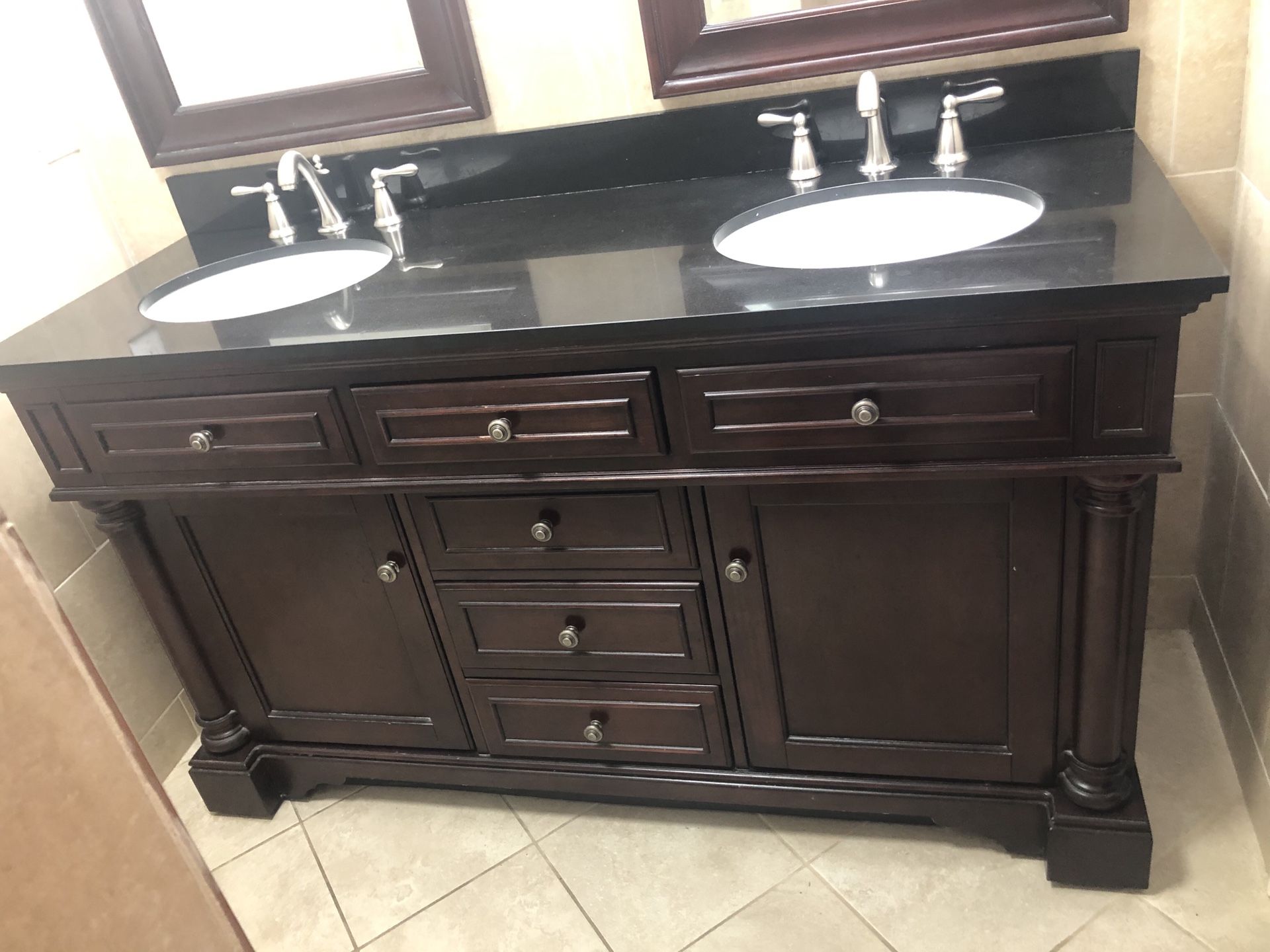 Vanity 60in with 61in granite counter