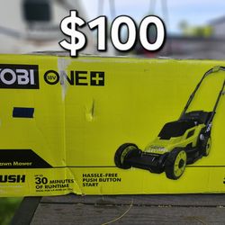 RYOBI 18V ONE+ LAWN MOWER 13" WITH 4.0 BAT AND CHARGER