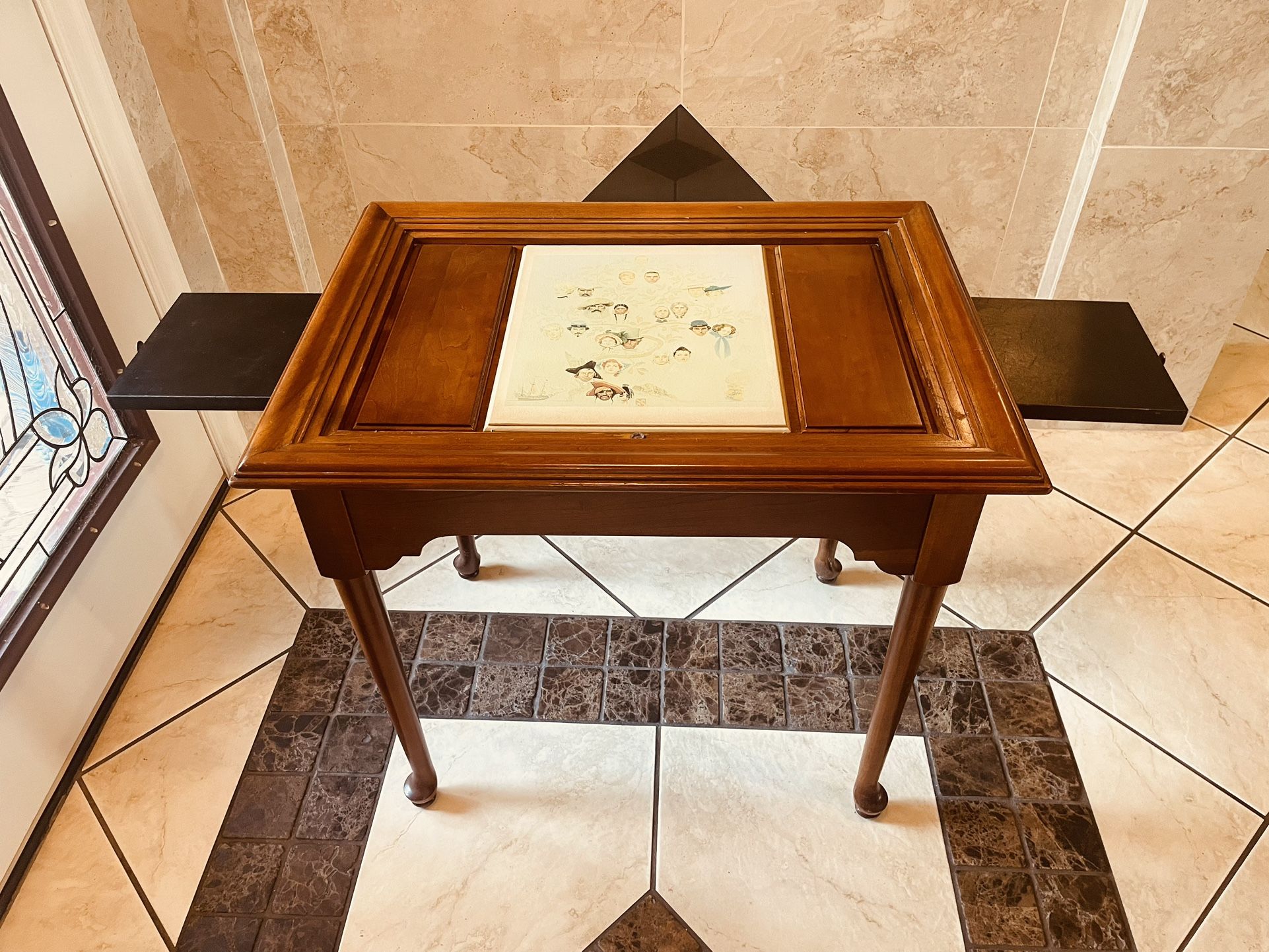 Norman Rockwell furniture side table with “Family Tree” print original