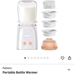 Bottle Warmer, Fast Heating Portable Bottle Warmer with 4 Adapters, Rechargeable Travel Bottle Warmer with Smart Temperature Control, Cordless Baby Bo