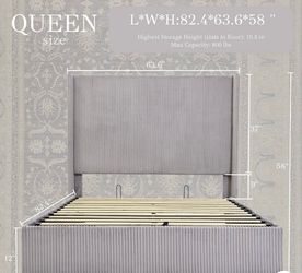 Queen Bed Frame with Lift Up Storage