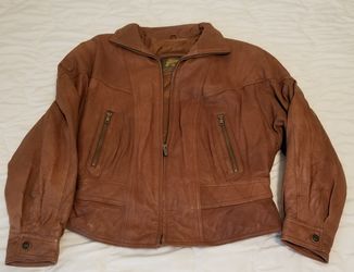 Women's Leather Bomber Jacket - UNWORN