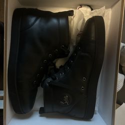 CHRISTIAN LOUBOUTIN Louis Leather High-Top Sneakers (used)